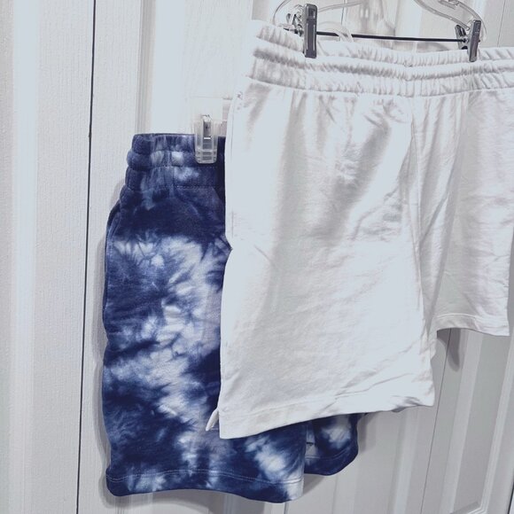 Danskin Tie Dye & White Soft Active Drawstring Shorts-Pockets-Slit Sides-Sz. LG - Picture 3 of 11